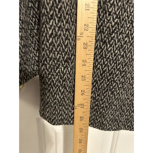 Vintage Paul Levy Trench Coat Womens Gray Wool Herringbone Jacket Size 10 - Picture 7 of 15